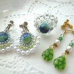 n様ご注文品♥ブルーグリーンのイヤリングとリング＋修理分