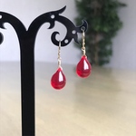 再販♡ 大粒チェコドロップの一粒ピアス/イヤリング  ルビー