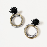 ringring_black ビーズ刺繍 ブラック 黒  リング フープ 金属アレルギー対応