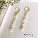 4連淡水パールのフレンチフックピアス／イヤリング