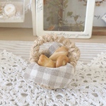  麻ひものミニかごとパンのセット：ナチュラル：
