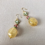 ミモザ色とビジューの小花ピアスorイヤリング