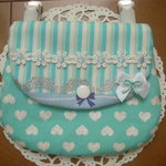 移動ポケット＊お花のレース/水色②＊はんかちポーチ