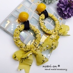 新作⭐️春⭐️chiffon scarf ring＊yellow ピアス/イヤリング