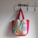 花＊花＊花　肩掛けトートMサイズ　♪　綿麻チェリーピンク　