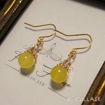 イエロー天然石カルセドニーピアス