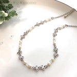 sale＊淡水パールとスワロフスキーのネックレス（白・シルバー・入学・パール・プチプラ）