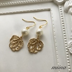 パール✴︎レースゴールドピアス/イヤリング
