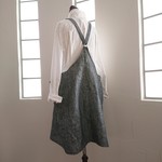 M ブラックダンガリー　麻　リネン　エプロンワンピース　チュニックエプロン　