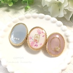花柄とくすみブルー&くすみピンクがかわいいバレッタ♪ドライフラワーのかすみ草がポイント♪フェミニンフラワーバレッタ HA09