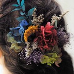 再販　ミモザつき芳春鮮やか♡ヘッドドレス　髪飾り　ヘアパーツ　ドライフラワー　プリザーブドフラワー　　成人式　卒業式　着物　和　袴