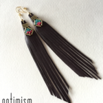 レザーフリンジピアス、 Leather earings☆Native American☆