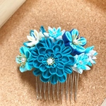 海の花つまみ細工髪飾り