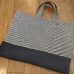 ヒッコリーデニムとイカリのレッスンバッグ  絵本バッグ     