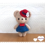 あみぐるみ♪おめかしクマちゃんストラップ＊ブルー＊