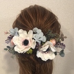 アネモネ造花・プリザーブド髪飾り