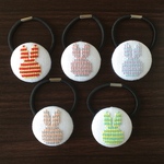 ボーダーうさぎのしましま刺繍ヘアゴム