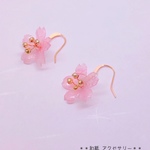 桜～はななげに～和紙の透明感＊フックピアス＊和風 さくら 春 結婚式　卒業式 入学式 入園　和紙アクセサリー