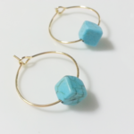 SQUARE TURQUOISE＊プチフープピアス