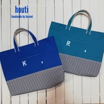 [Y様オーダー品]＊レッスンバッグ＊ブルー×ストライプ・ターコイズブルー×ストライプ