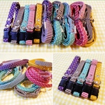 fumihide様専用リード＆首輪：和柄紫