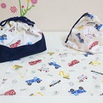 ku様オーダー品   お弁当袋3点セット 働く車