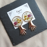 押し花 ミモザ アリッサム⚘ 手チャーム ピアス/イヤリング