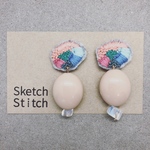flower×beige刺繍ピアス