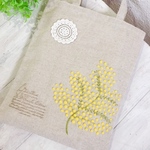 ふわふわミモザの羊毛刺繍トート