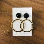 BLACK×GOLD✴︎おおぶりフープピアス／イヤリング
