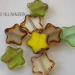 12mm green mix ☆ table cut スター チェコビーズ 10個