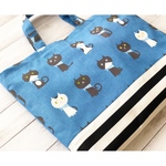 ❁ねこ✕ボーダー🐾レッスンバッグ(青)