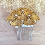 【つまみ細工】金の松・ヘアコーム