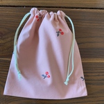 さくらんぼ刺繍の給食袋☆