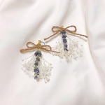 ラベンダーとかすみ草のブーケイヤリング/ピアス