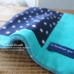 🌳Hinoa88 ８重ガーゼハンカチ タオル 6重ガーゼ×Wガーゼ　dott/turquoise❤︎turquoise