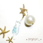 海色ねこさんと大きなパールのピアス【イヤリング対応】