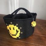 ニコちゃん ニットバッグ マルシェバッグ スタッズ トートバッグ ズパゲッティ