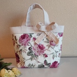 M☆トートバッグ…アンティークローズ   気品漂う薔薇🌹 リボン付き      