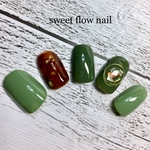 オーダーチップ＊グリーン 抹茶カラー べっ甲 ワイヤーネイル