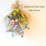 【mini】ミモザとローズの春のスワッグ