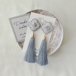 ohana  × tassel グレイッシュブルー《ピアス》