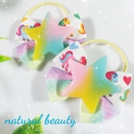🆕キッズ用✨ゆめかわ♡♡カラフルポニー柄リボンのヘアゴム
