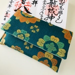 青緑の可愛らしい華文の御朱印帳ケース