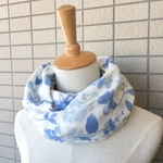 【在庫SALE】ダブルガーゼ＊スヌード  (水彩風フラワー ブルー)