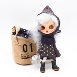 “ミディサイズ” 古代紫のコクーンワンピースととんがり帽子のセット