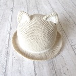 【a様ご予約品】コットンのネコ耳ハット　Ｍ
