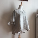 バイオウォッシュ加工リネンFで作ったフレアスリーブプルオーバー
