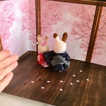 古民家ver.桜満開☆背景と床セット☆☆ドールハウス、アンティーク、ミニチュア、インテリアに(*^_^*)