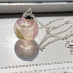 天然石ローズクォーツ入り桜のハーバリウムネックレス